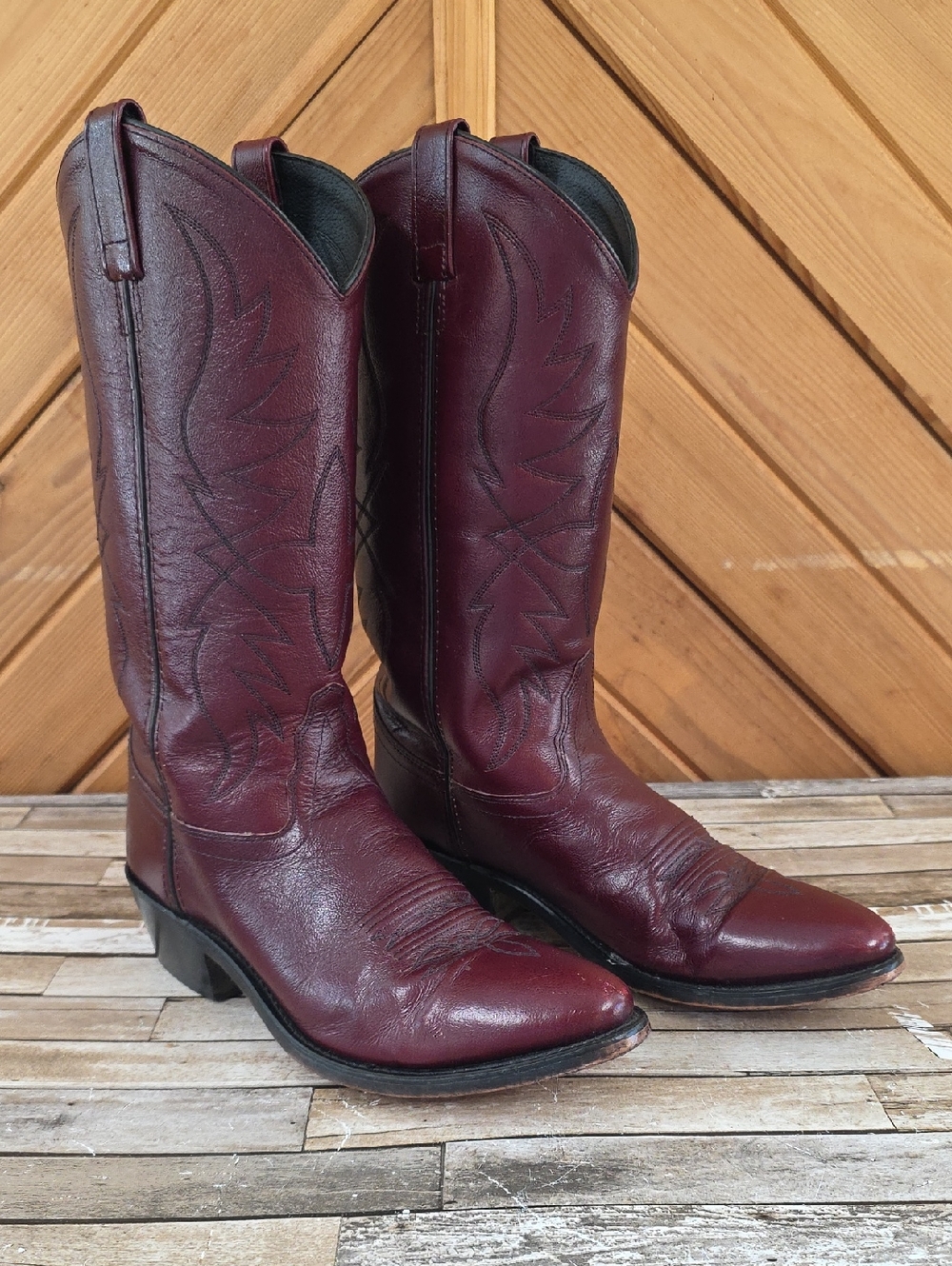 Men's Maroon/Burgundy Western Leather Boots
